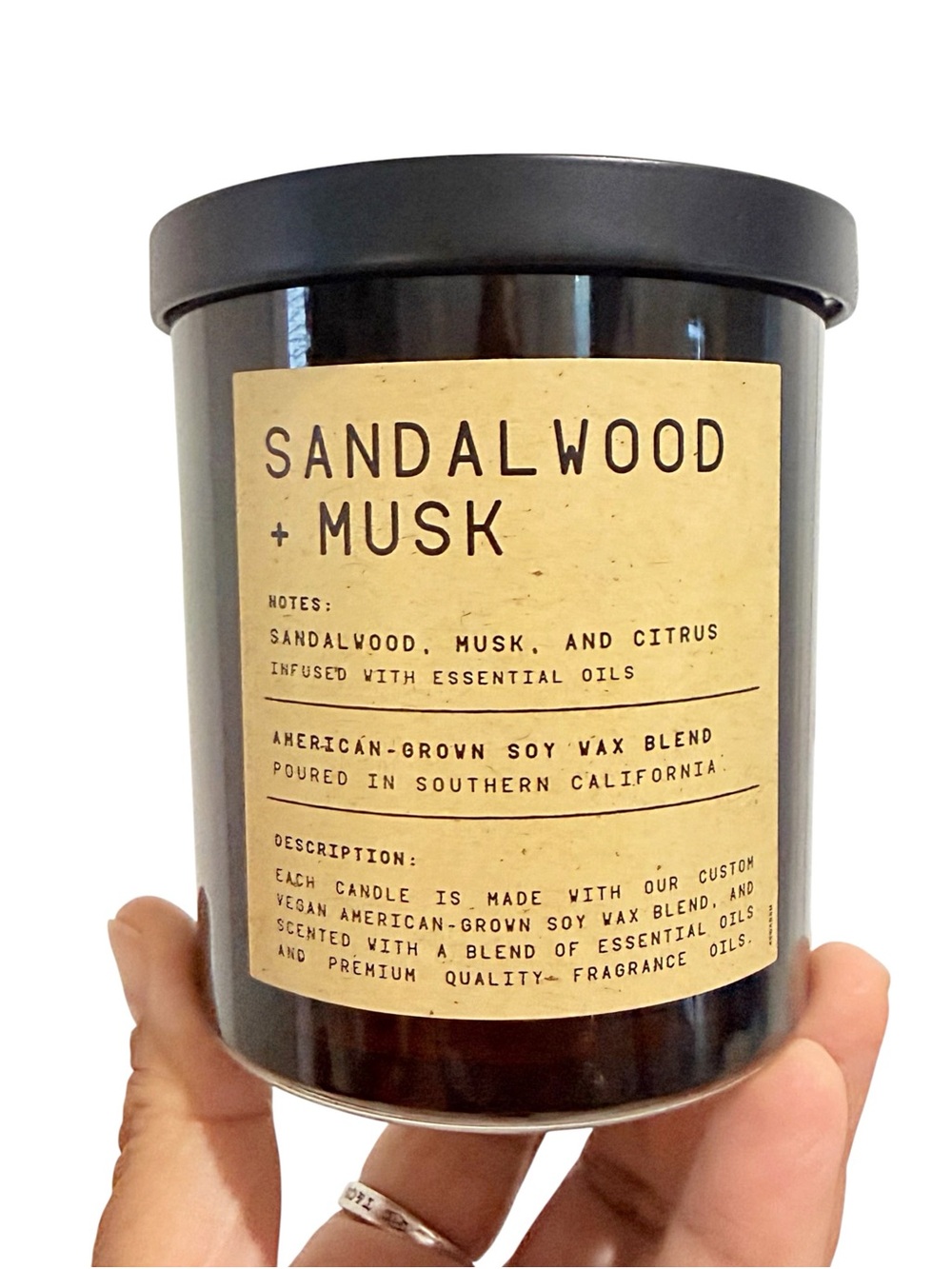 Leoben Company Sandalwood + Musk Luxury Scented Candle - Black Jar